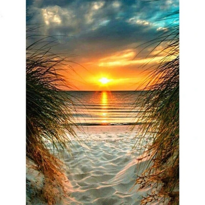 Strand bei Sonnenuntergang Diamond painting Deutschland | Diamond painting eigenes bild | Diamond painting kaufen | Diamond painting 5D | Diamond painting amazon | Diamond painting eigenes foto